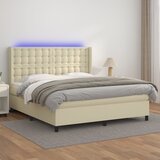  box spring s madracem LED krem 160x200cm od umjetne kože | shoptok.hr