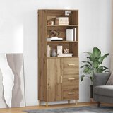 vidaXL Visok predalnik s predalom Umetni hrast 69,5 x 32,5 x 180 cm | Shoptok.si