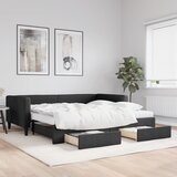 Dnevni krevet na razvlačenje s ladicama crni 100x200 cm tkanina | shoptok.hr