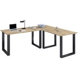 MID.YOU Kotna Pisalna Miza Lona, Barva Hrasta, Črna, 220x160cm Cene