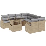 vidaXL set od 9 komada vrtne sofe s jastučićima bež poli ratan, 2-sjedalo vrtna sofa s odlaganjem i jastučićima bež poli ratan Cijene