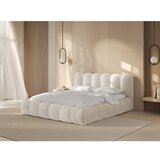 Micadoni Home Kremno bela oblazinjena zakonska postelja s prostorom za shranjevanje z letvenim dnom 200x200 cm Lupine – | Shoptok.si