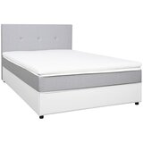 CARRYHOME POSTELJA Z VZMETNICO 140 cm x 200 cm , tekstil bela, svetlo siva | Shoptok.si
