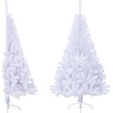  Umjetna polovica božićnog drvca sa stalkom bijela 150 cm PVC | shoptok.hr