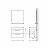 Tboss kopalniški sestav arta 75 cm - spodnja omarica z umivalnikom, 2 predala, 76x52x46 cm | Shoptok.si
