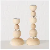 Komplet 2 lesenih svečnikov Boltze Beads