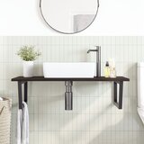  Zidna polica za umivaonik od čelika i masivne hrastovine Smeđa 100 x 60 x 2 cm | Shoptok.si