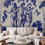  Foto tapeta - Ancient vineyard - three women in a portal painted with blue ink 250x175 Premium | shoptok.hr