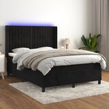 Krevet box spring s madracem LED crni 140x200 cm baršun Cijene