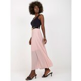 Fashion Hunters Dusty pink pleated maxi skirt with a belt Cene