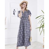 Resti Women's black long dress with purple flowers - Clothing | Shoptok.si