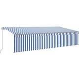  Tenda na ručno uvlačenje s roletom LED 6 x 3 m plavo-bijela | shoptok.hr