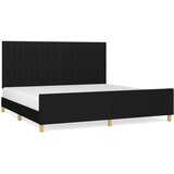  Posteljni okvir z vzglavjem črn 200x200 cm blago, (20904749) | Shoptok.si