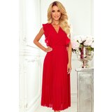 Numoco 315-3 EMILY Pleated dress with frills and neckline - red | shoptok.hr