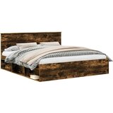  Konstrukcija postelje z vzglavjem Dimljeni oreh 200 x 200 cm, (5000121038) | Shoptok.si