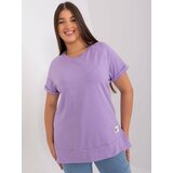 Fashion Hunters Light purple blouse with slit plus size basic Cene