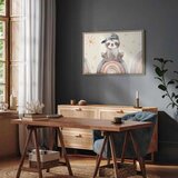  Slika - Happy Sloth - Sloth in Subdued Colors Wearing a Cap Sitting on a Rainbow Among Little Stars 90x60 U prirodnom drvenom ok | shoptok.hr