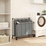  Košara za rublje s kotačima, 4 odjeljka, siva | shoptok.hr