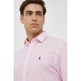 Polo Ralph Lauren Pamučna košulja za muškarce, boja: ružičasta, slim, s talijanskim ovratnikom
