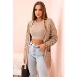 Kesi Włoski Women's openwork cardigan with pockets fango | Shoptok.si