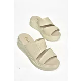 Fox Shoes Beige Thick Soled Women's Slippers