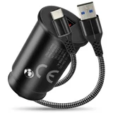 Car charger 1 X USB QC3.0 18W black + cable USB-C 1m