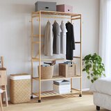  Stalak za odjeću s policama i kotačima 110x40x180 cm bambusa | shoptok.hr