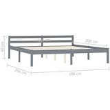 Posteljni okvir siv iz trdne borovine 180x200 cm, (20606282) | Shoptok.si