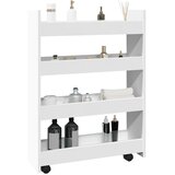  Uska kolica za pohranu s 4 kata, bijela, inženjerski drvena | shoptok.hr