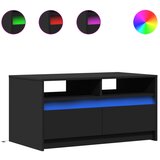 Maison Chic Klubska mizica - kavna mizica - Nizka mizica LED lučkami črna inženirski les, (21754884) | Shoptok.si