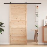 vidaXL Trdna borova vrata Naravni les Trden borov les 100 x 2.5 x 208 cm | Shoptok.si