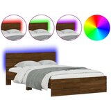 Maison Chic Posteljni okvir - Dvoposteljna postelja - Zakonska postelja z vzglavjem in LED rjavi hrast 140x190 cm-J16142, (21772262) | Shoptok.si