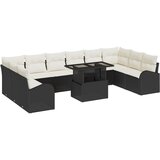 vidaXL 11 komadni vrtni sofa set s navlakama Crni poli ratan, 2-sjedalna vrtna sofa s pohranom i navlakama Crni poli ratan | shoptok.hr