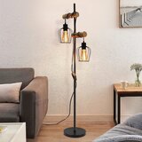 Nettlife Vintage talna svetilka za dnevno sobo, lesena, 2 plamena, kovinska, s črnim stikalom, E27 - višina: 151 cm - brez žarnice, (22148939) Cene