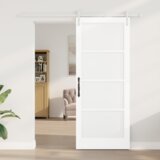 vidaXL drsna vrata s kompletom opreme bela 86x211 cm masivni bor | Shoptok.si