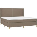  Krevet box spring s madracem LED smeđesivi 200x200 cm tkanina | shoptok.hr