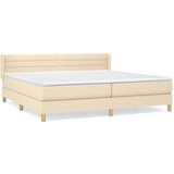 Box spring postelja z vzmetnico krem 200x200 cm blago | Shoptok.si