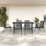  7-dijelni vrtni blagovaonski set crni od čelika i tekstilena | shoptok.hr