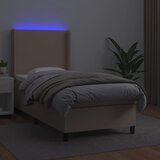  Krevet box spring madrac LED cappuccino 90x200cm umjetna koža | shoptok.hr