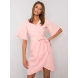 Fashionhunters Light pink dress with belt