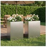 vidaXL Vrtna saksija 2 kom. Srebrna 40 x 20 x 50 cm Nehrđajući čelik - Nehrđajući čelik 40 x 20 x 50 cm 2 | shoptok.hr