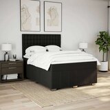 vidaXL Krevet s oprugama i madracem crni 160x200 cm od tkanine | shoptok.hr