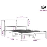  Krevetni okvir s tapiciranim uzglavljem Prirodna i svjetlosiva - Prirodna i svjetlosiva 140 x 200 cm | shoptok.hr