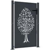 vidaXL Vrtna vrata antracit 105 x 155 cm čelična s uzorkom stabla | shoptok.hr