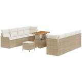 vidaXL set od 11 komada vrtne sofe s jastučićima Bež poli ratan akacija, 2-sjedalna vrtna sofa s jastučićima Bež poli ratan, set od 3 komada vrtne blagovaonice s jastučićima Bež poli ratan akacija | shoptok.hr