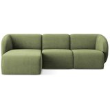 Makamii Zelena kotna sedežna garnitura iz šenilje (levi kot/z ležalnikom) Lani – | Shoptok.si