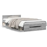 vidaXL Posteljni okvir s predalom siva sonoma 75x190 cm inženirski les | Shoptok.si