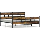 Metalni Kovinski posteljni okvir brez vzmetnice dimljen hrast 193x203cm | Shoptok.si