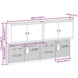  6-delnisetna omara za orodje in pegboard komplet, montirano na steno, črna kovina, (22048526) | Shoptok.si