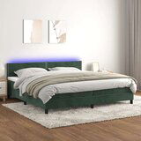  Box spring s madracem LED tamnozeleni 200x200 cm baršun | shoptok.hr